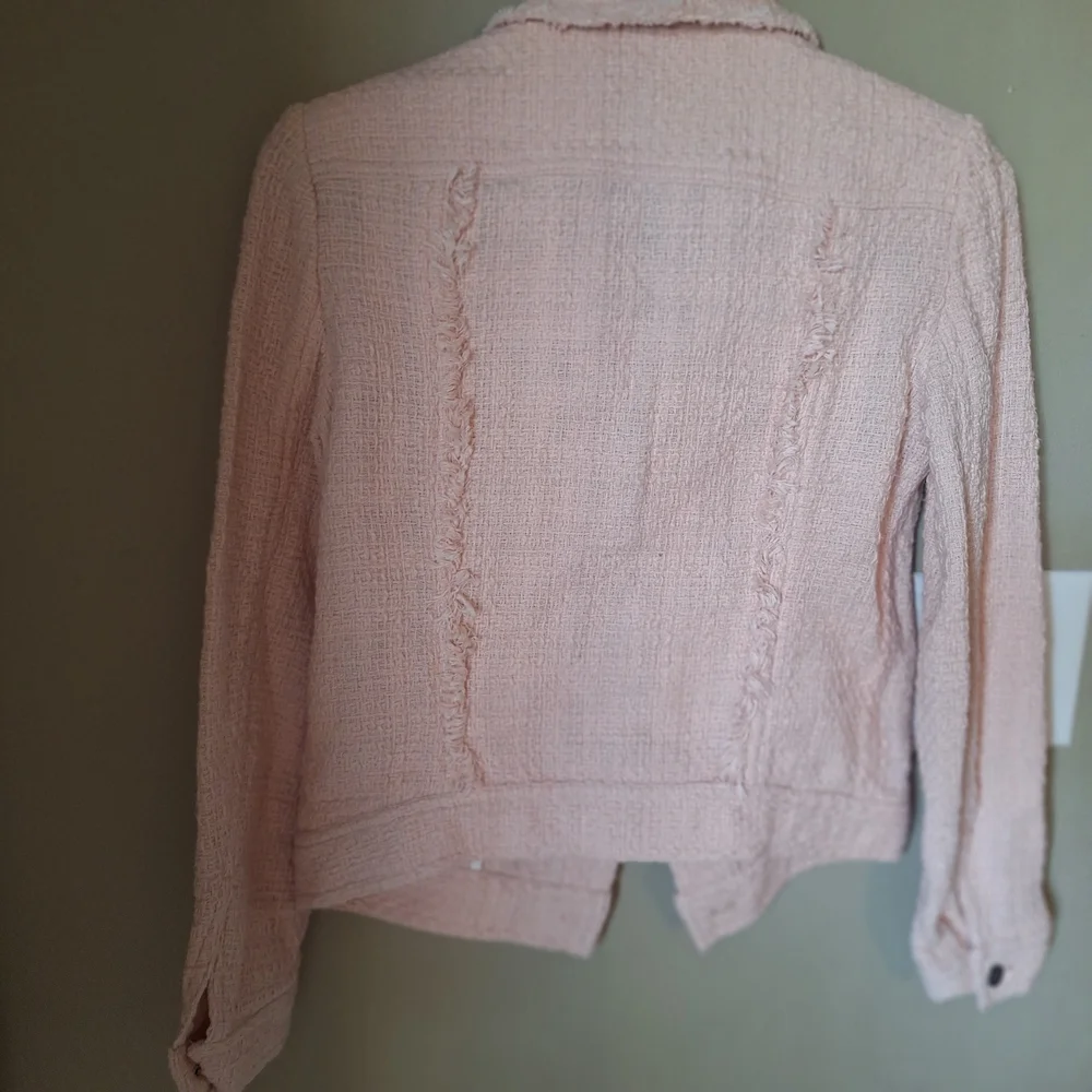 IRO Women's Button Front Pastel Pink Tweed Jacket XS
